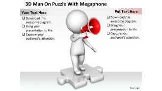 1813 3d man on puzzle with megaphone ppt graphics icons powerpoint