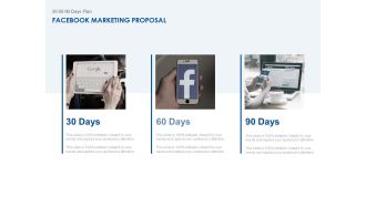 30 60 90 days plan facebook marketing proposal ppt powerpoint icon