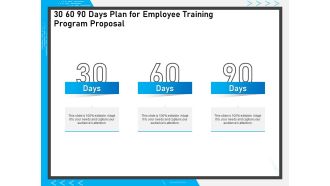 30 60 90 days plan for employee training program proposal audiences attention ppt styles icon