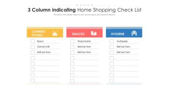 3 column indicating home shopping check list