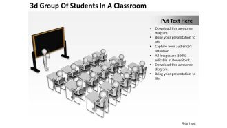 3d group of students in a classroom ppt graphics icons