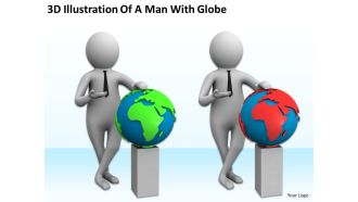 3d illustration of a man with globe ppt graphics icons powerpoint