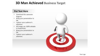 3d man achieved business target ppt graphics icons