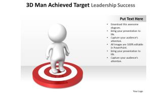 3d man achieved target leadership success ppt graphics icons