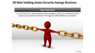 3d man holding chains security savings business ppt graphics icons