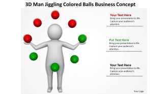 3d man jiggling colored balls business concept ppt graphic icon