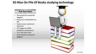 3d man on pile of books studying technology ppt graphics icons