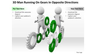 3d man running on gears in opposite directions ppt graphics icons powerpoint