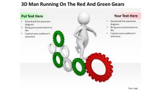 3d man running on the red and green gears ppt graphics icons powerpoint