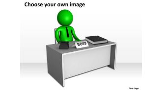 3d man sitting on table as boss business company leadership ppt graphic icon