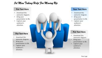 3d man taking help for moving up ppt graphics icons powerpoint