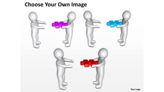 3d men exchanging green puzzle success teamwork team ppt graphic icon