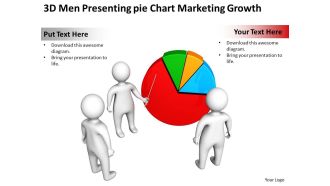 3d men presenting pie chart marketing growth ppt graphic icon