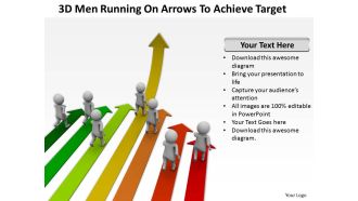 3d men running on arrows to achieve target ppt graphics icons powerpoint