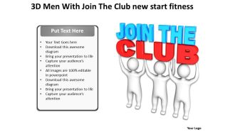 3d men with join the club new start fitness ppt graphic icon