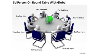 3d person on round table with globe ppt graphics icons
