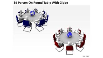 3d person on round table with globe ppt graphics icons