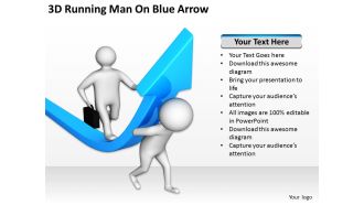 3d running man on blue arrow ppt graphics icons
