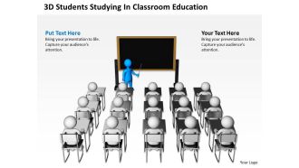 3d students studying in classroom education ppt graphics icons
