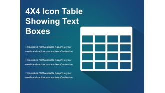 4x4 icon table showing text boxes