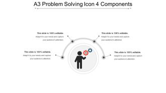 A3 problem solving icon 4 components powerpoint slide backgrounds
