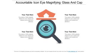Accountable icon eye magnifying glass and cap