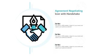 Agreement negotiating icon with handshake