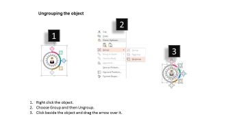 Ah business people inside gear with five icons flat powerpoint design