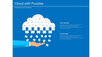 App cloud with puzzle and icons for cloud services flat powerpoint design