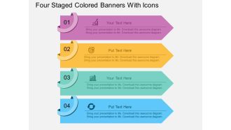 Aq four staged colored banners with icons flat powerpoint design
