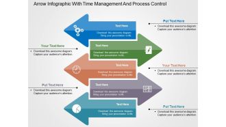 Arrow infographic with time management and process control flat powerpoint design