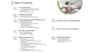 B to b marketing table of contents ppt powerpoint presentation ideas icons