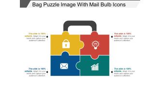 Bag puzzle image with mail bulb icons