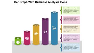 Bar graph with business analysis icons flat powerpoint design