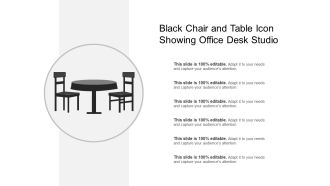 Black chair and table icon showing office desk studio