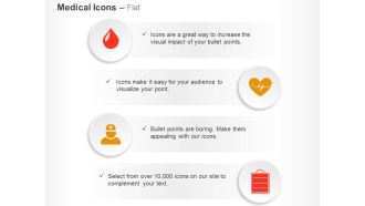 Blood drop cardiogram hospital staff report ppt icons graphics