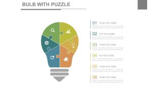 Bulb with puzzle with business icons for analysis powerpoint slides