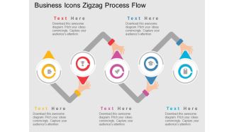 Business icons zigzag process flow flat powerpoint design