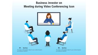 Business investor on meeting during video conferencing icon