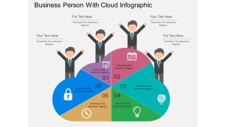 Business person with cloud infographic flat powerpoint design