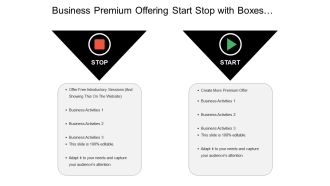 Business premium offering start stop with boxes and icons