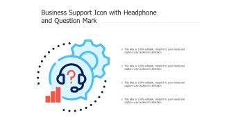 Business support icon with headphone and question mark