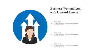 Business woman icon with upward arrows