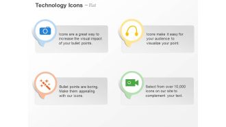 Camera video recording headphone magic wand ppt icons graphics