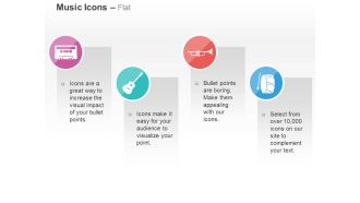 Cassette trumpet guitar drum ppt icons graphics