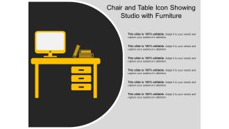 Chair and table icon showing studio with furniture