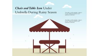 Chair and table icon under umbrella during rainy season
