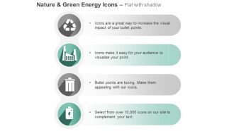 Ci four energy icons for recycle factory and waste with battery ppt icons graphics