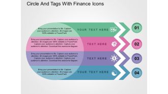 Circle and tags with finance icons flat powerpoint design