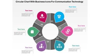 Circular chart with business icons for communication technology flat powerpoint design
